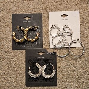 Elegant Gold and Silver Hoop Earrings Set